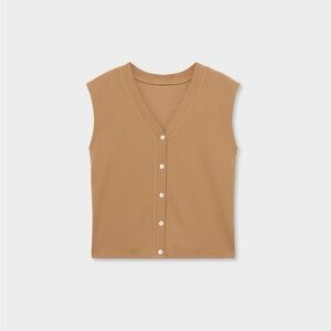 Zara Camel Brown Button Up Vest